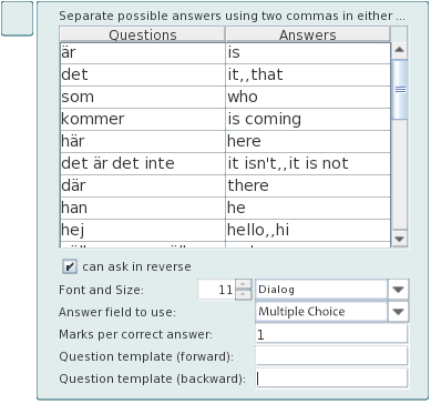 Flashcard Question Setup Screenshot